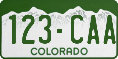 CO license plate 123CAA