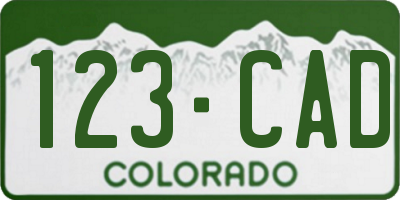 CO license plate 123CAD