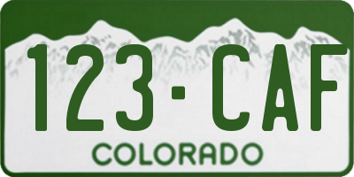 CO license plate 123CAF