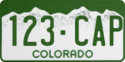 CO license plate 123CAP