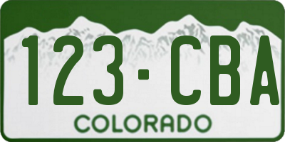 CO license plate 123CBA