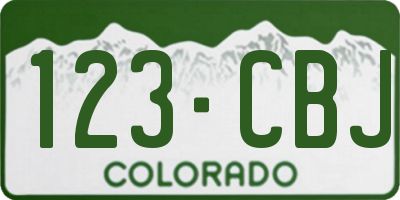 CO license plate 123CBJ