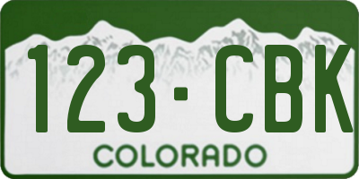 CO license plate 123CBK