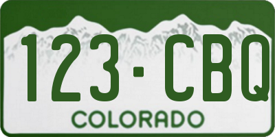 CO license plate 123CBQ