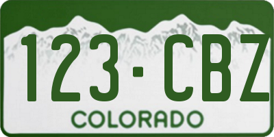 CO license plate 123CBZ