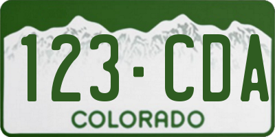 CO license plate 123CDA