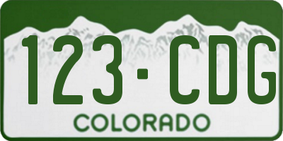 CO license plate 123CDG