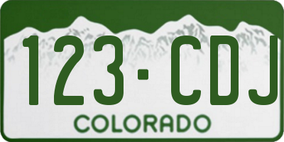 CO license plate 123CDJ