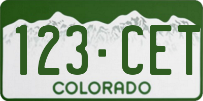 CO license plate 123CET