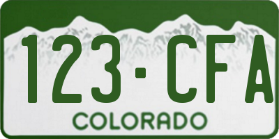 CO license plate 123CFA