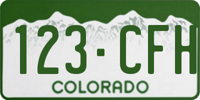 CO license plate 123CFH