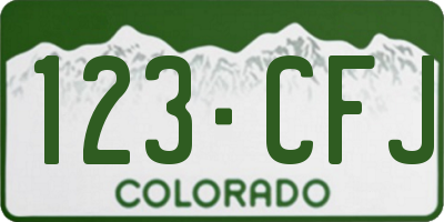 CO license plate 123CFJ