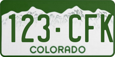 CO license plate 123CFK