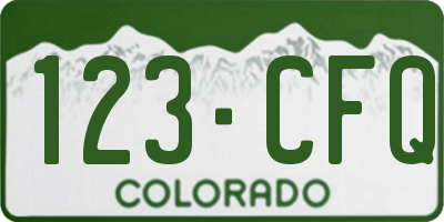 CO license plate 123CFQ