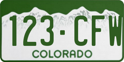 CO license plate 123CFW