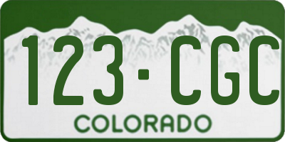CO license plate 123CGC