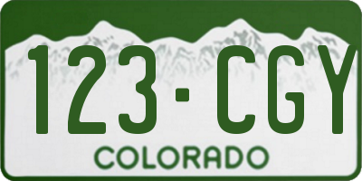 CO license plate 123CGY