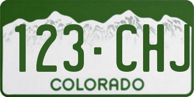 CO license plate 123CHJ