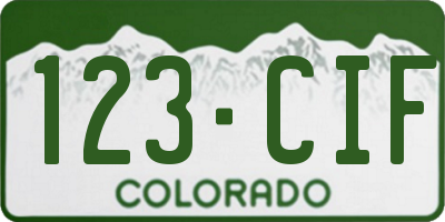 CO license plate 123CIF