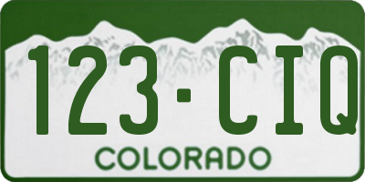 CO license plate 123CIQ