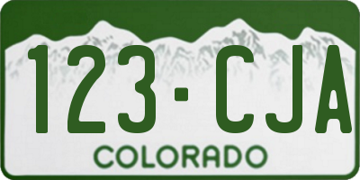 CO license plate 123CJA