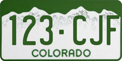 CO license plate 123CJF