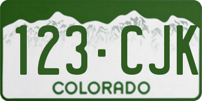 CO license plate 123CJK