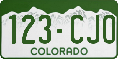 CO license plate 123CJO