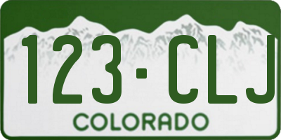 CO license plate 123CLJ