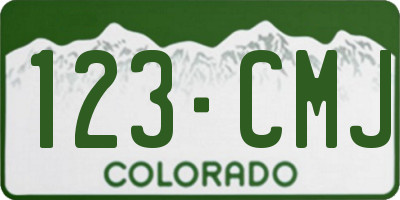 CO license plate 123CMJ