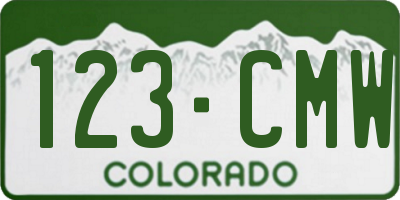 CO license plate 123CMW