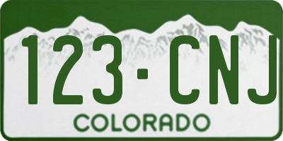 CO license plate 123CNJ
