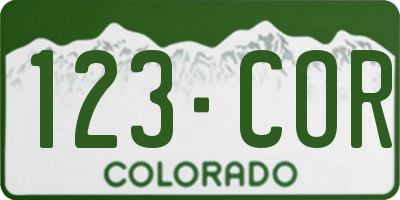 CO license plate 123COR