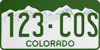 CO license plate 123COS