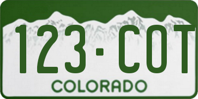 CO license plate 123COT