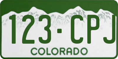 CO license plate 123CPJ