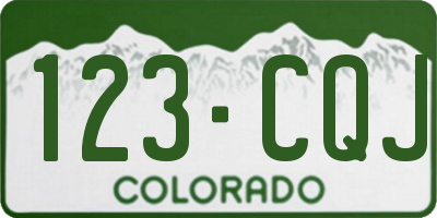CO license plate 123CQJ