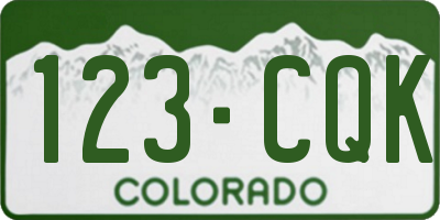 CO license plate 123CQK