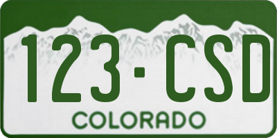 CO license plate 123CSD