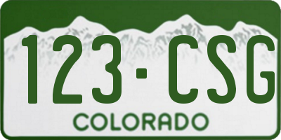 CO license plate 123CSG