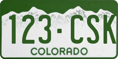 CO license plate 123CSK
