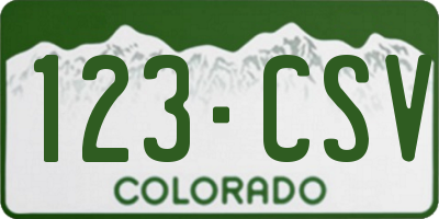 CO license plate 123CSV