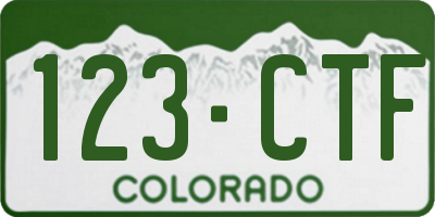 CO license plate 123CTF