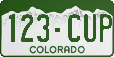 CO license plate 123CUP