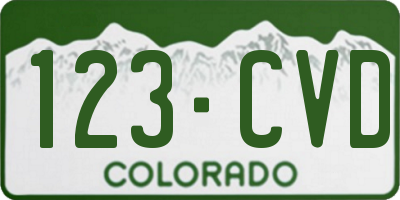 CO license plate 123CVD