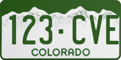 CO license plate 123CVE