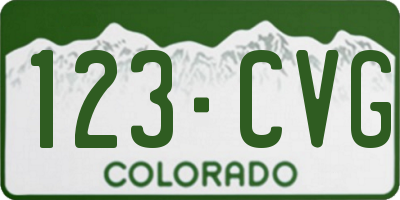 CO license plate 123CVG
