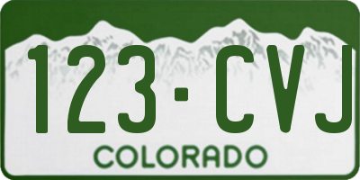CO license plate 123CVJ