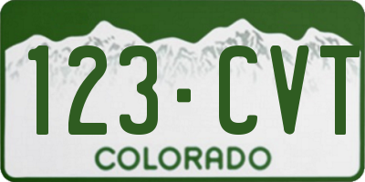 CO license plate 123CVT
