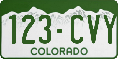 CO license plate 123CVY